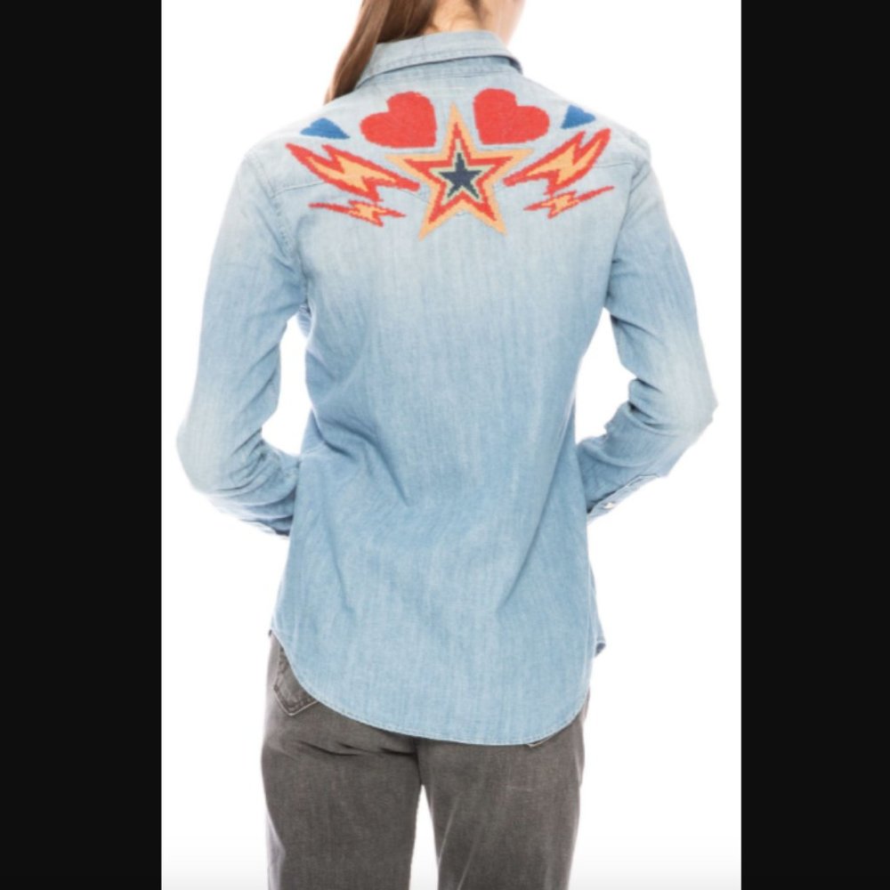 MOTHER | All my ex's embroidered denim shirt (Surf Girl School) - Picture 2 of 16